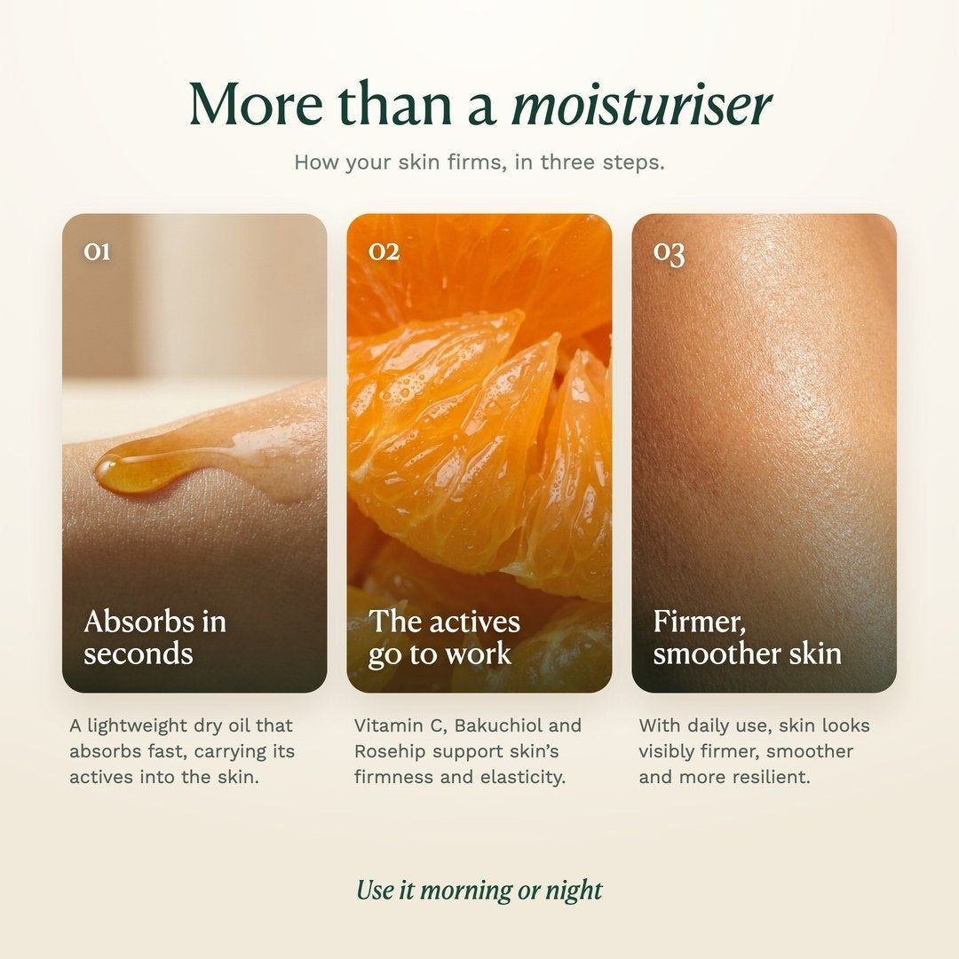 Overnight Firming Oil, With Vitamin C Rosehip Oil, 3.4 Fl Oz | For Hydration, Smoothness and Radiant-Looking Skin