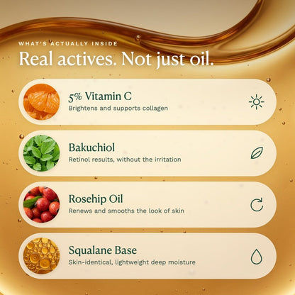 Overnight Firming Oil, With Vitamin C Rosehip Oil, 3.4 Fl Oz | For Hydration, Smoothness and Radiant-Looking Skin